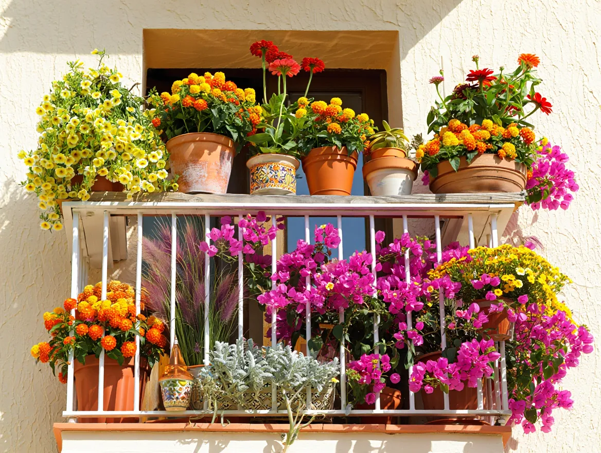 Sunny Balcony Plant Arrangement